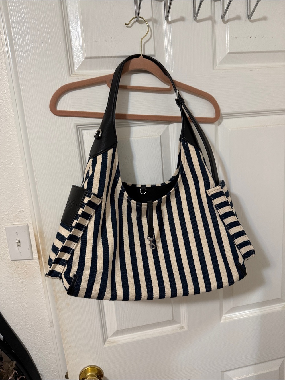 Marc Jacobs Navy and Cream Striped Sack Tote - Picture 2 of 4